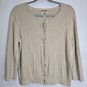 Heritage Collection GH Bass & Co Cable Knit Cardigan, Tan/Beige, Women's Size XL
